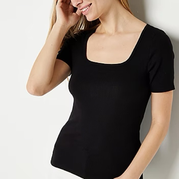 a.n.a Tops - a.n.a Womens Square Neck Short Sleeve Top